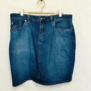 Vintage Izod Womens Blue Stretch Flat Front Denim Jeans Pencil Skirt Size 12